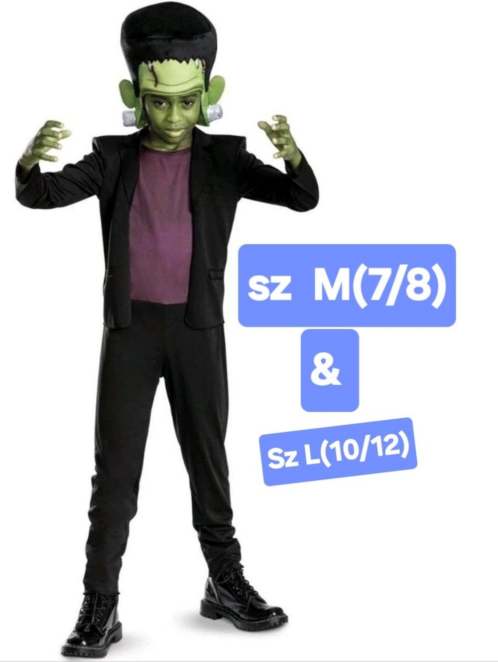 Frankenstein Costume Boys Universal Monsters Soft Headpiece Sz M(7/8) & L(10/12)